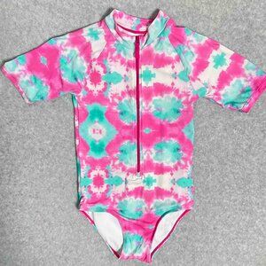 Hatley RashGuard Short Sleeve Tie Dye One Piece Swimsuit Girls Size 10